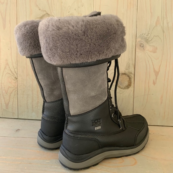 UGG ADIRONDACK TALL III BLACK GRAY WiNTER BOOTS WOMENS US 7 NEW - Picture 6 of 9